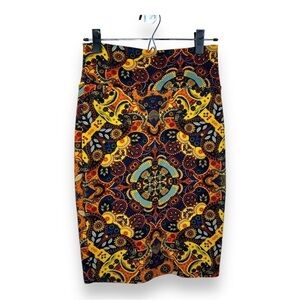 XS LULAROE COLORFUL PENCIL STRETCH PULL ON FLORAL PAISLEY